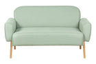 sofa 2 lugares agnes natural e tecido verde visto de frente em fundo branco