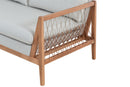 sofa 2 lugares trance cedro e tecido bege detalhe cordas 