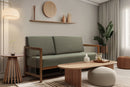 sofá de madeira 2 lugares sintonia ambientado na sala de estar