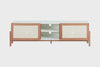 rack de sala yono branco e jatobá gif mostrando em vários ângulos