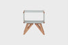 mesa de canto para sala baori cinza claro e jatobá gif mostrando em vários ângulos