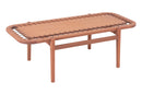 mesa para sala de centro cipo jatoba e corda preta em fundo infinito visto de cima