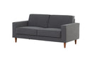foto do sofá 2 lugares nairóbi na cor nozes e tecido cinza escuro vista na diagonal em fundo branco