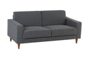 foto do sofá 2 lugares nairóbi na cor nozes e tecido cinza escuro visto na diagonal em fundo branco