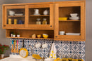 armário de cozinha aéreo 1 porta sabor caseiro nozes com louças dentro