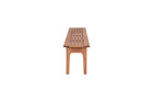 banco grande de madeira bertioga jatoba em fundo infinito visto de lado