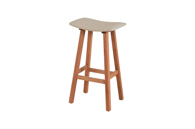 banqueta para bancada ipanema stain e couro bege visto de cima