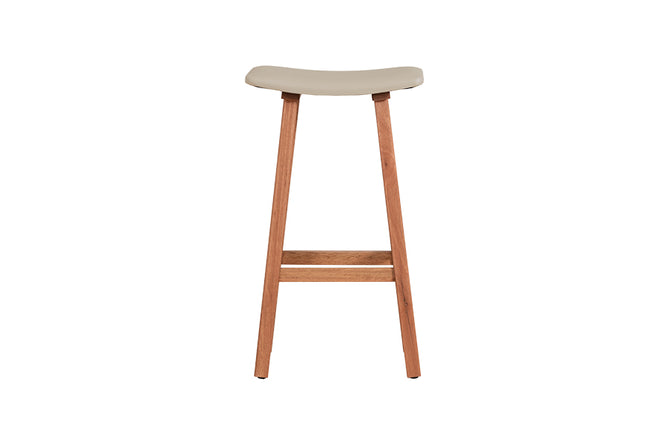 banqueta para cozinha ipanema stain e couro bege visto de frente