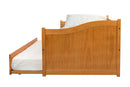 bicama de solteiro modulo cerezo vista de lado com colchao lencol e travesseiro com cama debaixo aberta