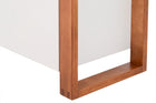 buffet com portas para sala 3 portas prisma garapa e off white mostrando detalhes da parte inferior do movel