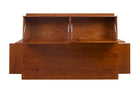 cabeceira bau queen size para cama bali caramelo vista de frente aberta