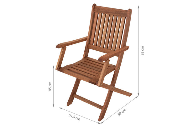 cadeira para varanda com braco dobravel jatoba em fundo infinito com medidas importantes descritas na imagem