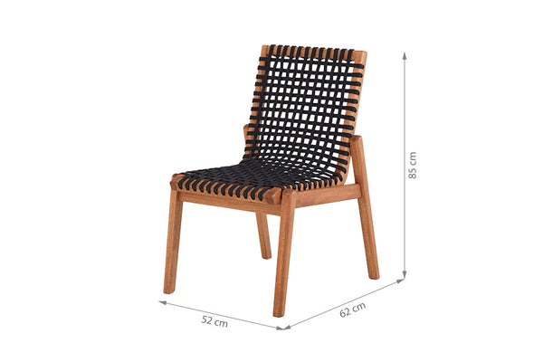cadeira sem braco kit com 2 trama jatoba e corda em fundo infinito com medidas importantes descritas na imagem