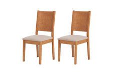 Conjunto de Cadeiras 2 Peças Euro - Nozes e Tecido Bege Claro