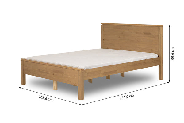 cama de madeira queen size dener mel com medidas importantes escritas na imagem