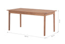 mesa de madeira 160 bertioga jatoba com medidas escritas na imagem