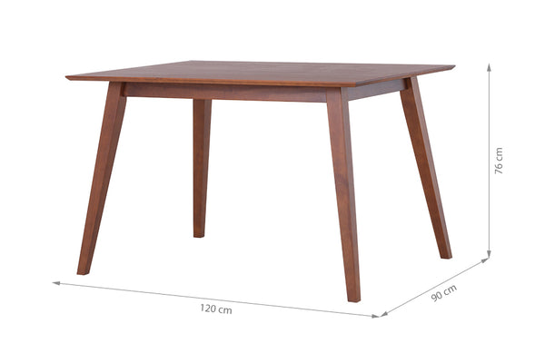 mesa de cozinha 4 lugares lotus caramelo com medidas escritas na imagem