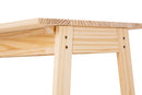escrivaninha simples legno cru mostrando parafuso aparente da lateral