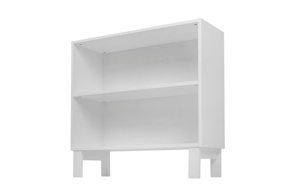 estante de livros organizadora 2 prateleiras tools branco giz em fundo infinito visto em diagonal