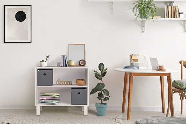 estante para sala organizadora 2 prateleiras tools branco giz em sala de jantar