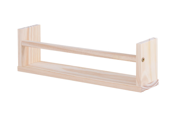 estante para livros de parede legno pequena cru vista na diagonal em fundo branco