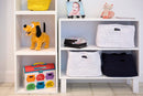 foto ambientada da estante de brinquedos organizadora 2 prateleiras tools branco giz em quarto infantil