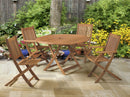 foto ambientada mesa rustica redonda 120 dobravel jatoba aberta vista de frente com 4 cadeiras dobraveis envolta