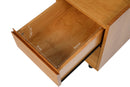 foto do gaveteiro para escritorio duna cerezo mostrando gaveta menor vazia vista de cima com medidas internas escritas