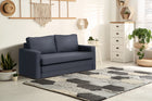 foto ambientada sofa cama 2 lugares vira tecido grafite em sala de estar como sofa