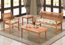 mesa de centro rustica recanto jatoba em sala de estar com banco de jardim poltrona e mesa lateral