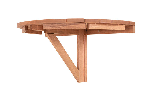 mesa madeira redonda dobravel legno jatoba em fundo infinito vista debaixo