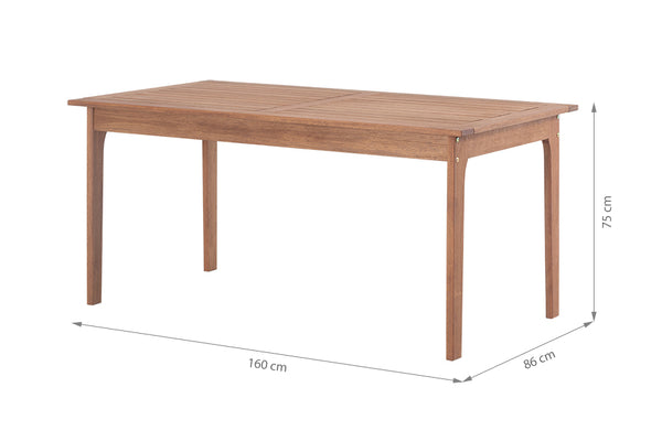 mesa de madeira 6 lugares bertioga jatoba com medidas escritas na imagem