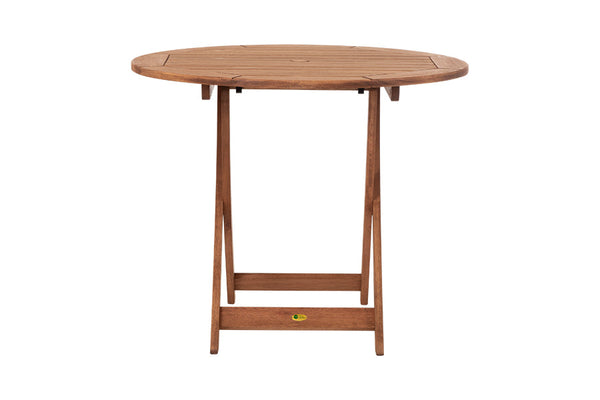 mesa para cozinha redonda 90 cm dobrável jatobá vista de frente aberta