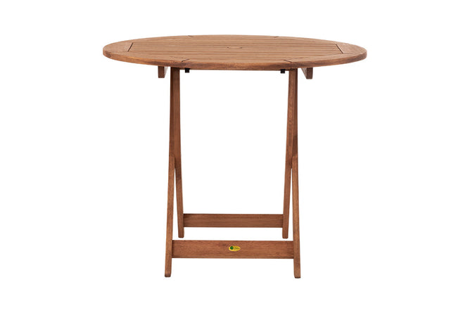 mesa para cozinha redonda 90 cm dobrável jatobá vista de frente aberta