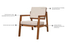 poltrona para quarto comodita jatoba e tecido bege com detalhes importantes descrito na imagem