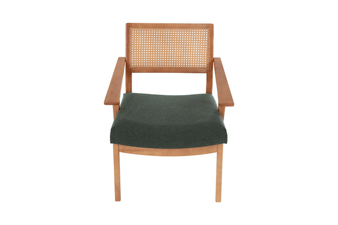 poltrona para sala de estar vitrola nozes com verde vista de frente em fundo branco