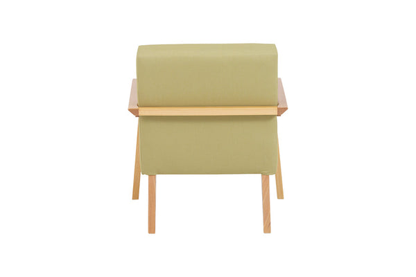 poltronas decorativas caju verde em fundo infinito visto de tras