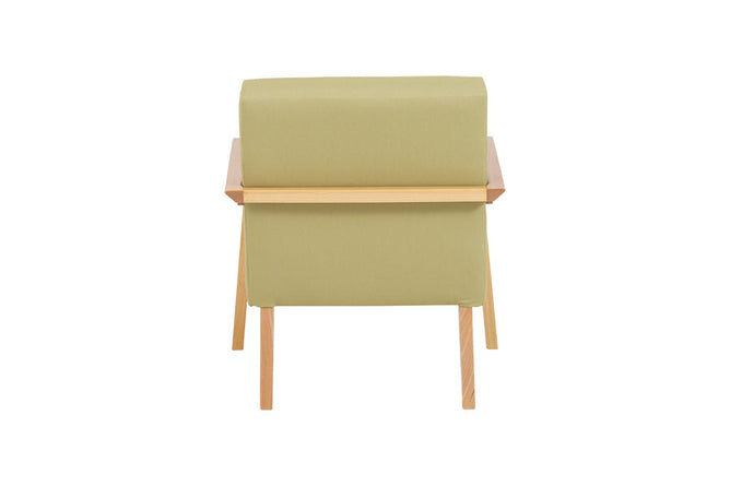 poltronas decorativas caju verde em fundo infinito visto de tras