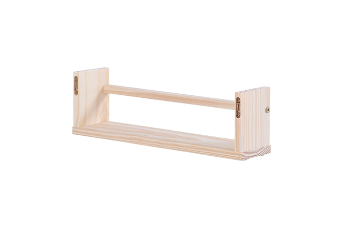 prateleira para livros de parede legno pequena cru vista traseira em fundo branco