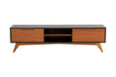rack tv kepler 185 garapa e preto em fundo infinito visto de frente