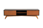 rack tv kepler 185 garapa e preto em fundo infinito visto de frente