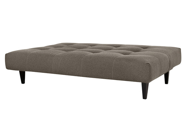 sofa 3 lugares cama denver marrom visto na diagonal em forma de cama