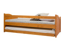 sofa bicama modulo cerezo vista de tras com colchao lencol e travesseiro com cama debaixo fechada