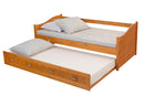 sofa cama modulo cerezo visto de cima com colchao lencol e travesseiro com cama debaixo aberta
