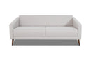sofa confortavel 3 lugares malta cinza claro visto de frente sem almofadas em fundo infinito