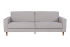 sofa living 3 lugares nairobi cinza claro em fundo infinito visto de frente