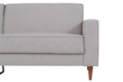 sofa 3 lugares nairobi cinza claro em fundo infinito focando nos detalhes