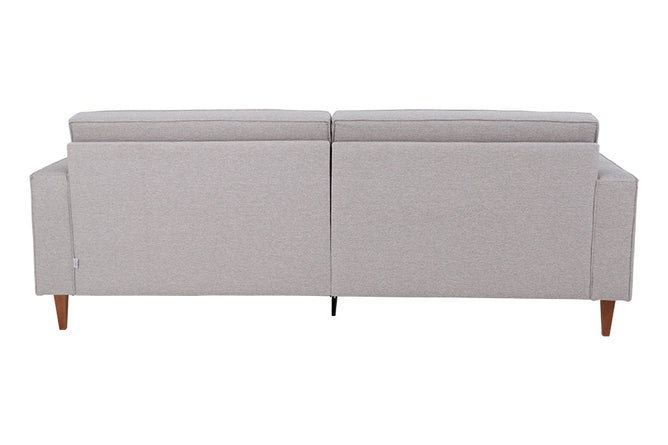 sofa 3 lugares nairobi cinza claro em fundo infinito visto de tras