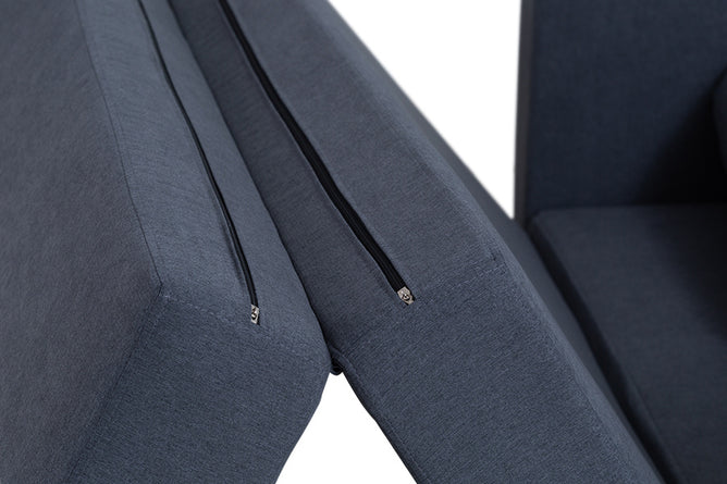 sofa cama casal vira grafite detalhe fecho espuma do assento