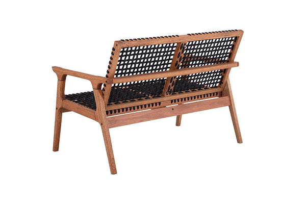 sofa living 2 lugares trama jatoba e corda preta em fundo infinito vista de trás